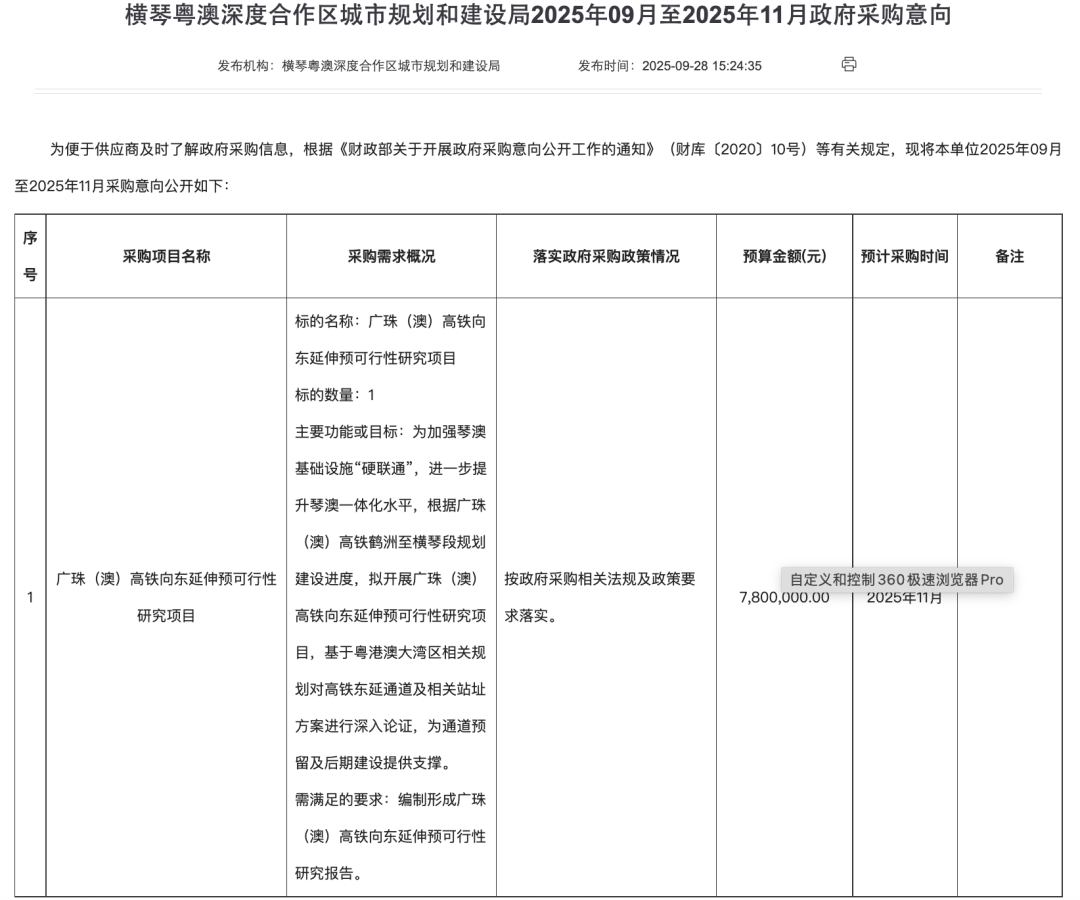 備受大家關注的珠海“第二條高鐵”